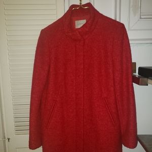 LOFT red funnel neck wool petite coat